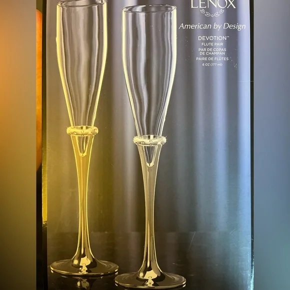 NIB Lenox Devotion Crystal Champagne Flutes - Picture 3 of 5